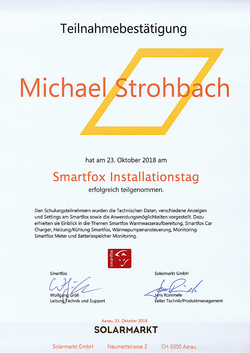Smartfox Installationstag